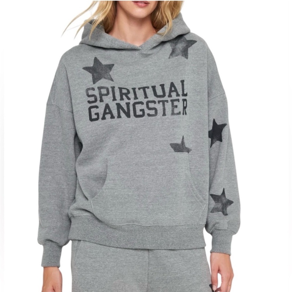 Spiritual Gangster Gray Star Logo Hooded Sweatshirt